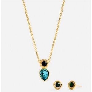 Coach Necklace and Earring Set with Blue and Green Stones